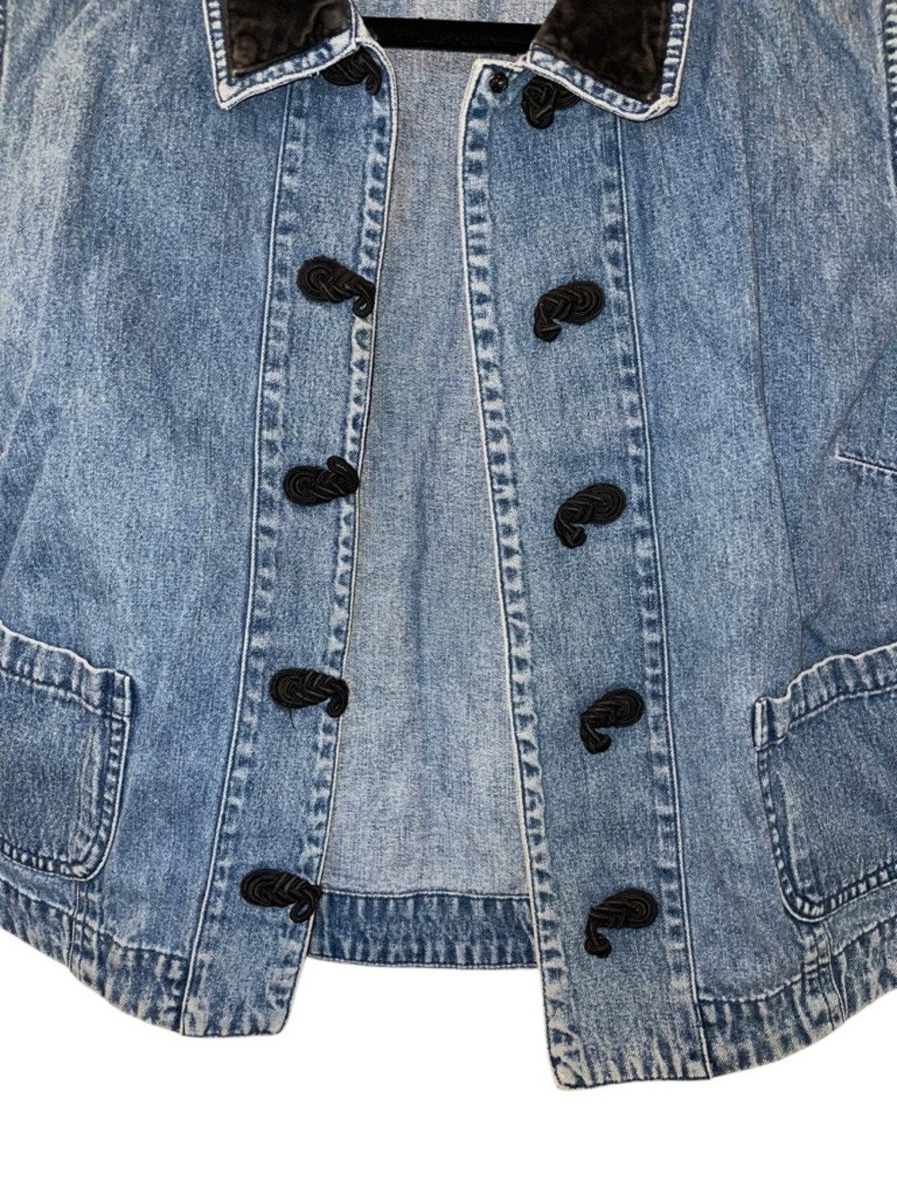 Vtg 90s Stonebridge Denim Vest Blue Jean Waistcoat Boho Artsy Size: Large - Picture 4 of 4